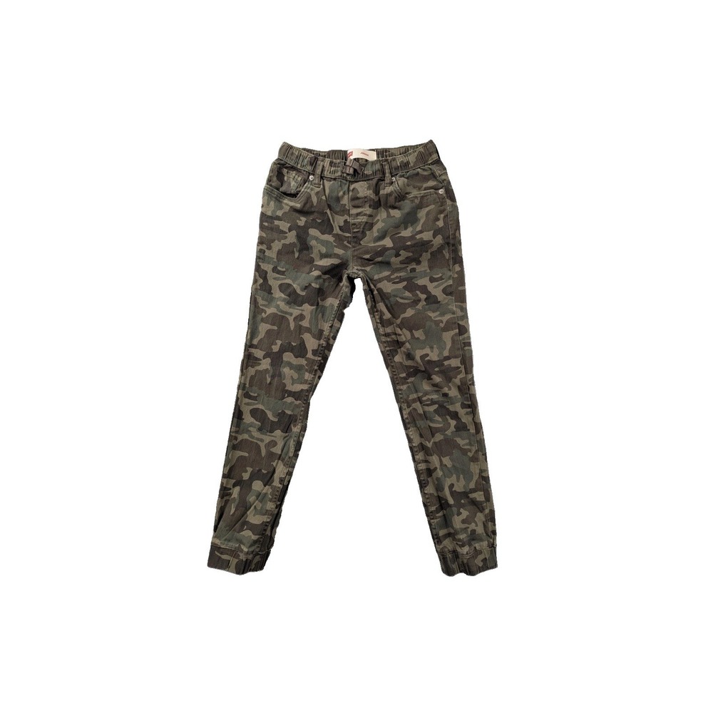 Levi's Jogger Pants 12Reg W26 L27 Girls Green Camouflage Cotton Elastic Waist